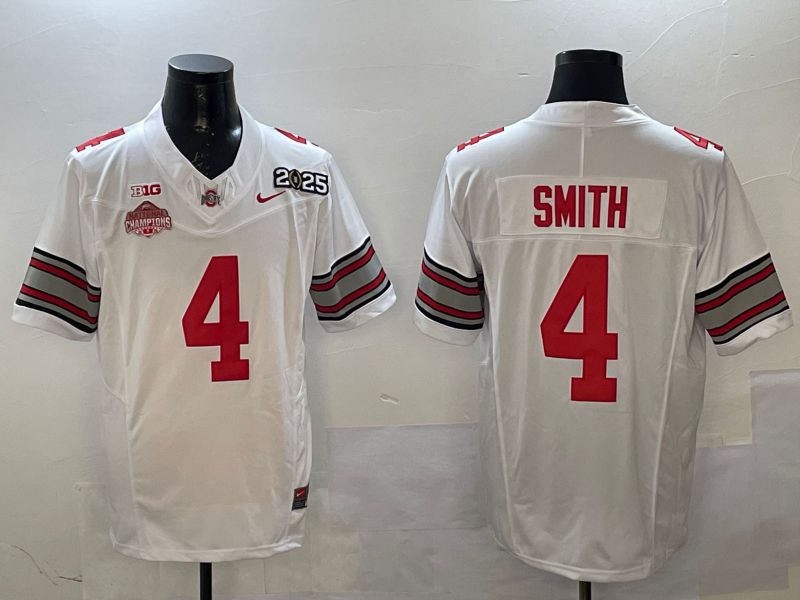 Men Ohio State Buckeyes 4 Smith White Three generations Nike 2025 NCAA Jersey